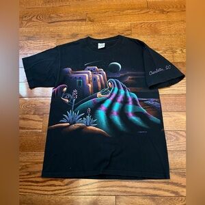 Vintage- Habitat Adobe Moonlight Native American Black Graphic T-Shirt Sz M